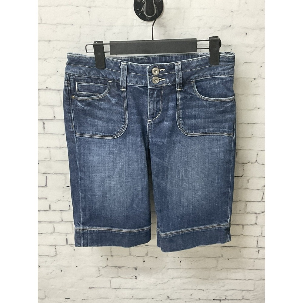 Banana Republic Jean Shorts Womens Blue Denim Mid Thigh Bermuda Sz 0 EUC N1